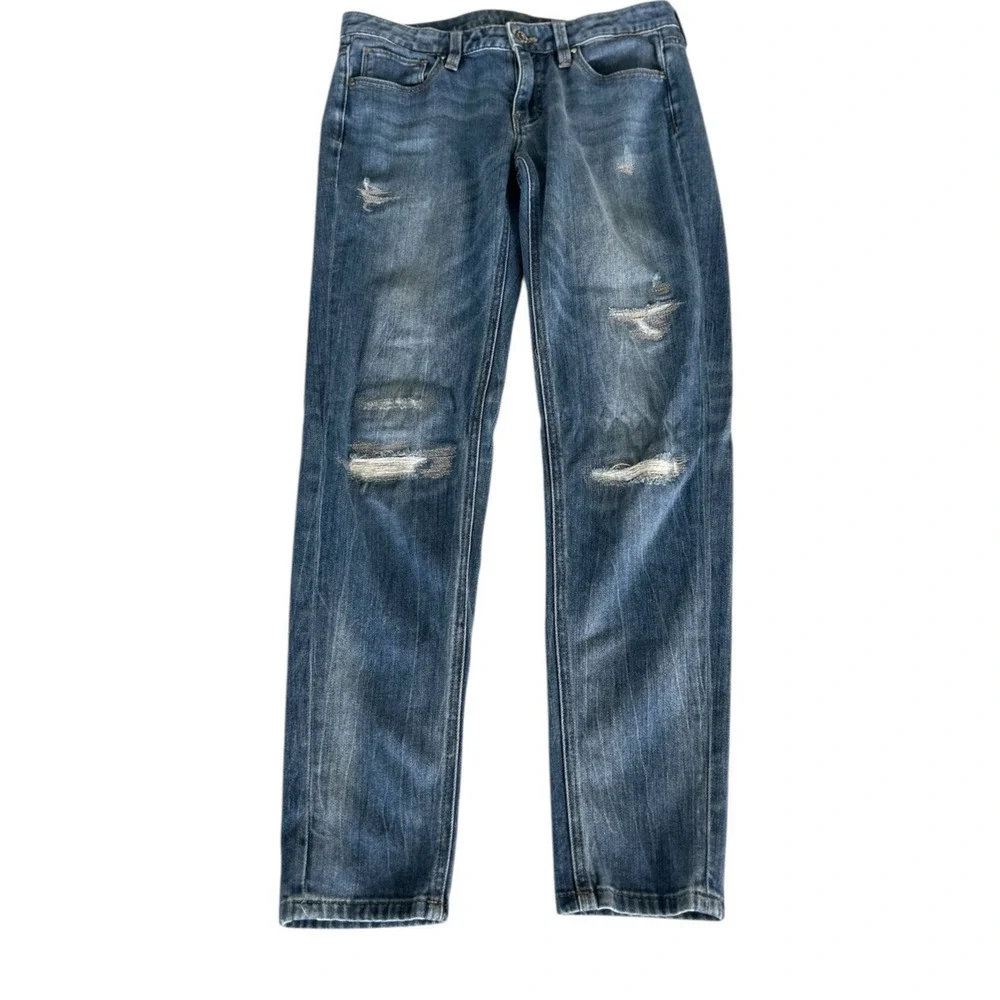 White House Black Market Jeans Womens The Girlfriend Soft Denim Light Distressed - Picture 2 of 12